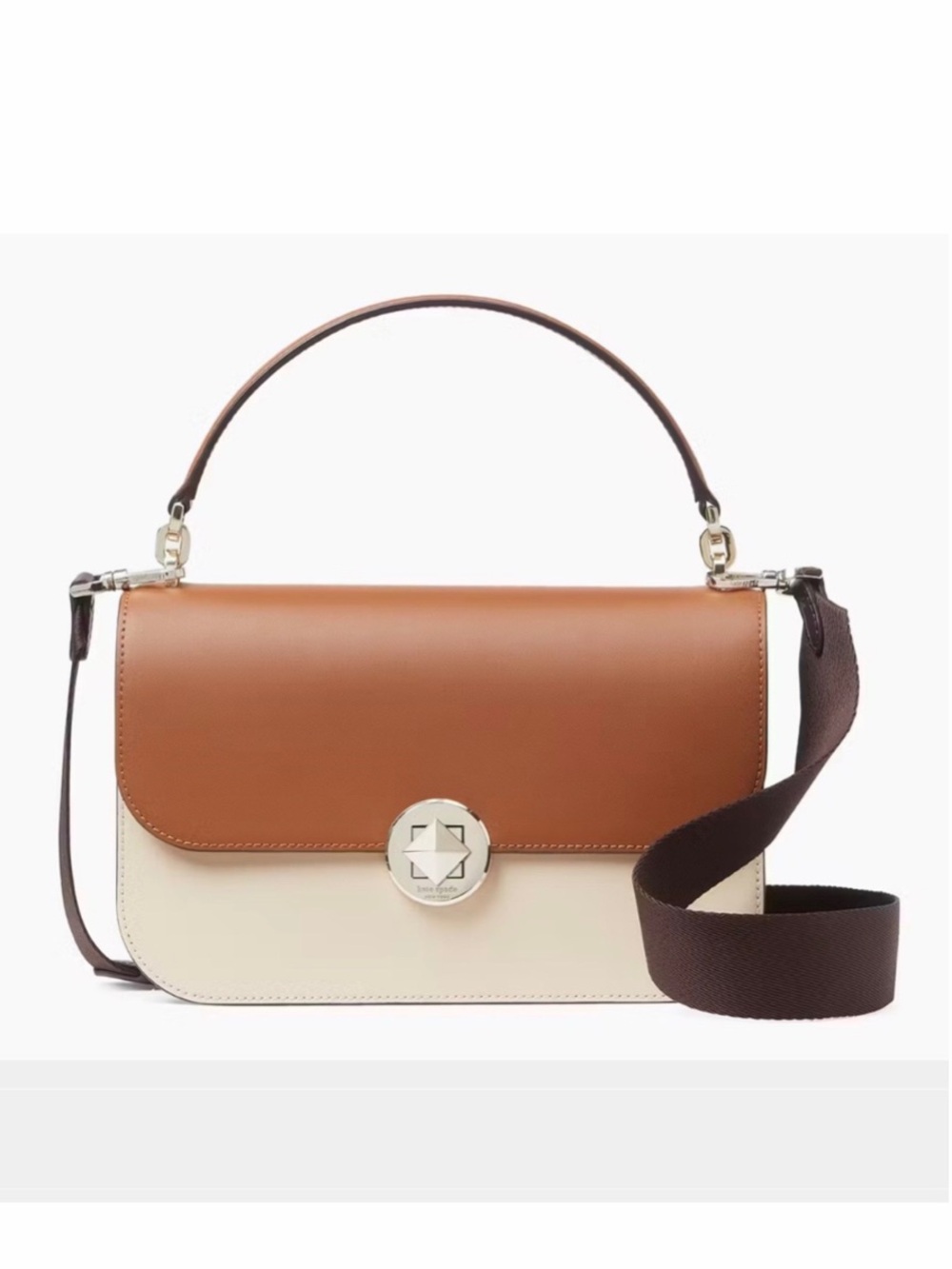 Kate Spade Two Tone Audrey Flap Satchel / Crossbody Bag